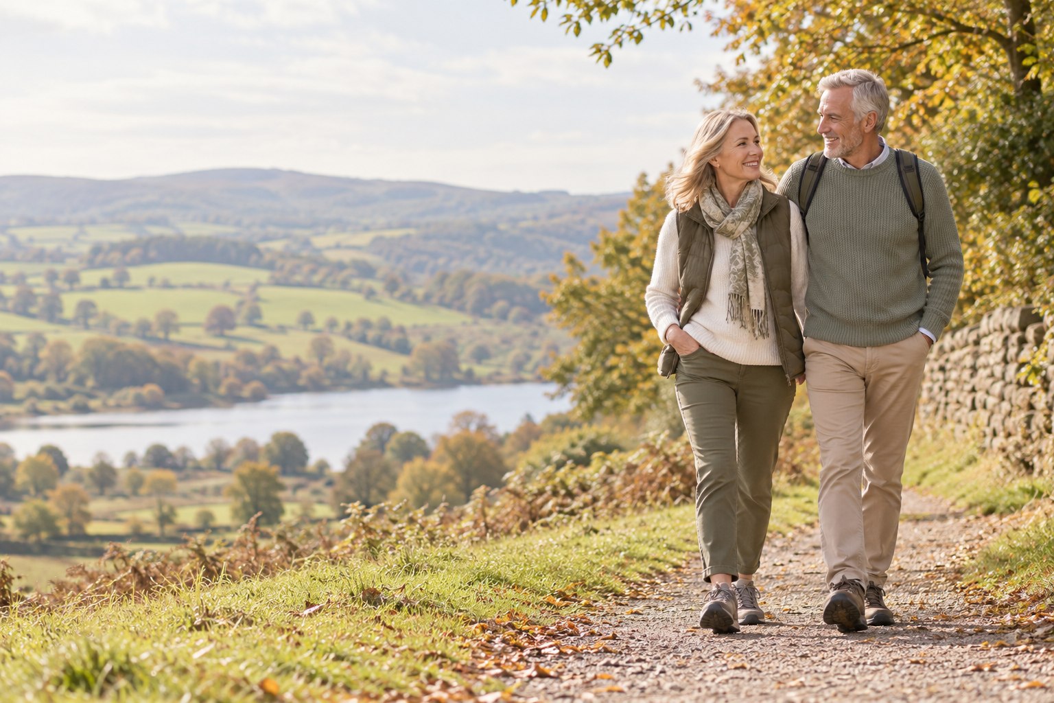 A couple enjoying a countryside walk